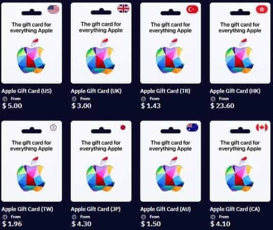 Comparison table of Apple Gift Card (US) balance check methods by device and time