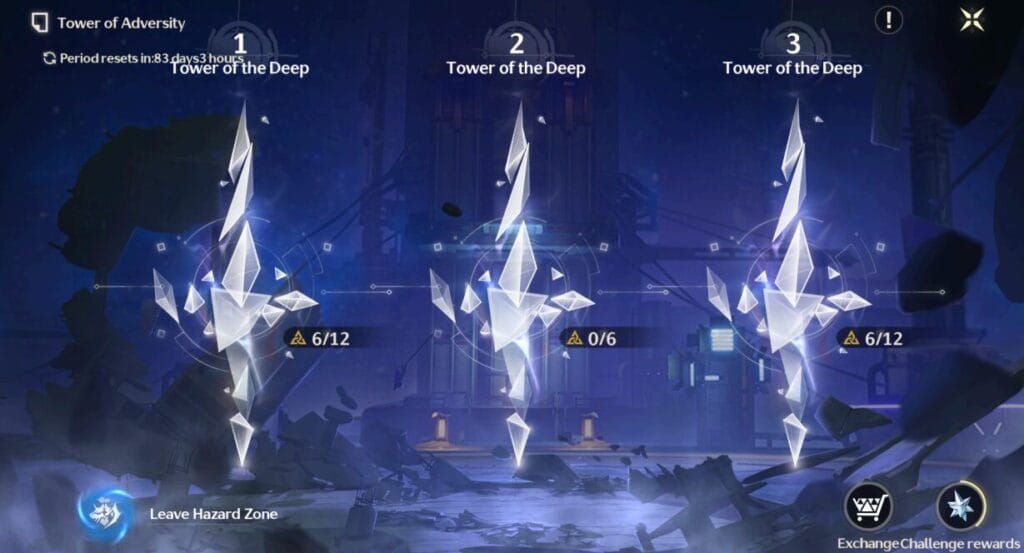 Wuthering Waves Tower of Adversity interface with rewards