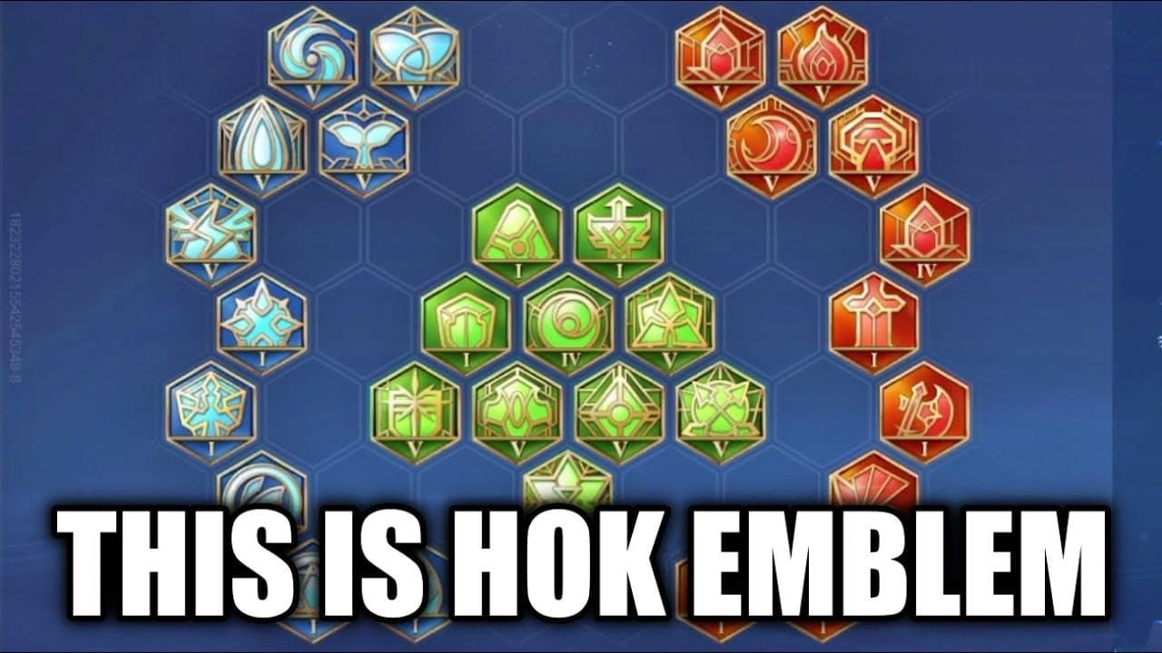 Honor of Kings emblem upgrade interface for Assassin and Tank with stats like AP, HP, and CC duration