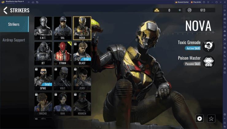 Blood Strike (MENA) comparison chart of tournament team compositions Volt Ran Nacho