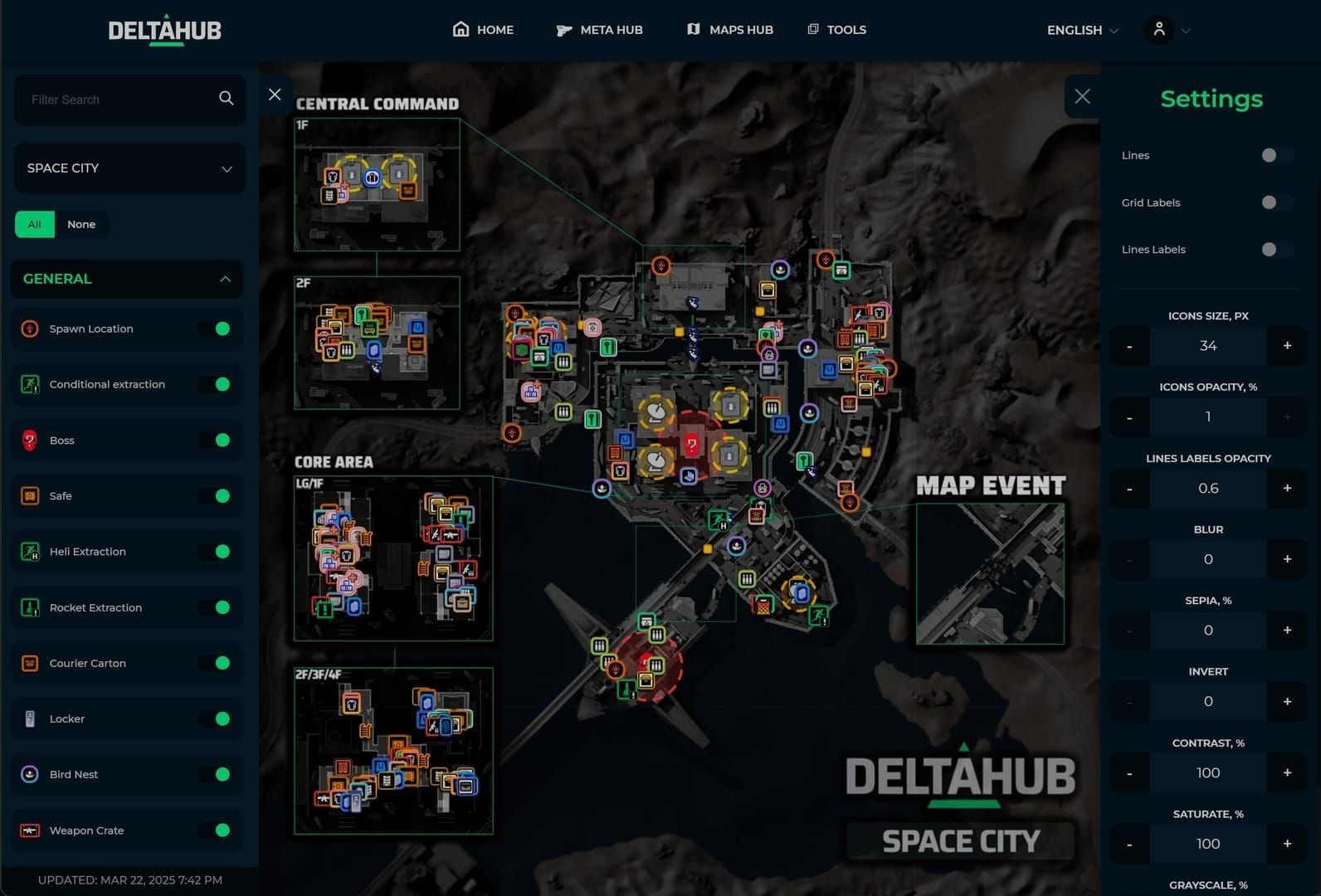 Delta Force Space City 2.0 map showing vertical structures and long diagonals