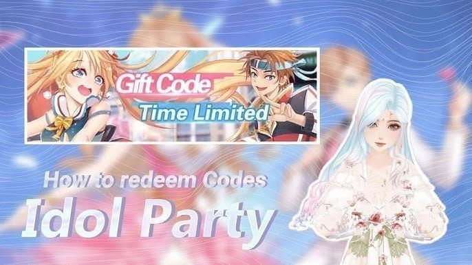 Idol Party Diamonds gift code redemption guide screenshot showing profile menu and input interface