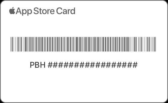 Example of secure Apple Gift Card (US) 16-digit redemption code