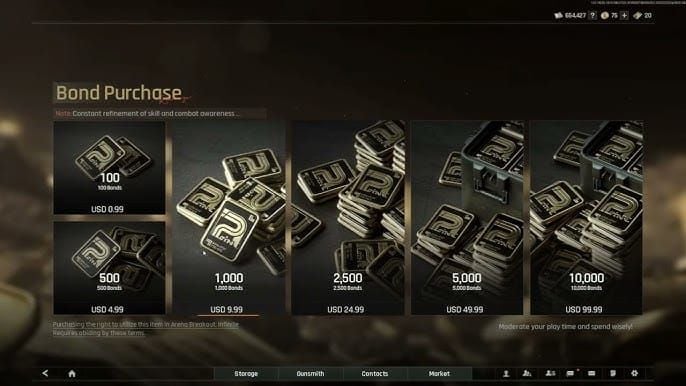 Arena Breakout Bonds vs Koens purchase types comparison table