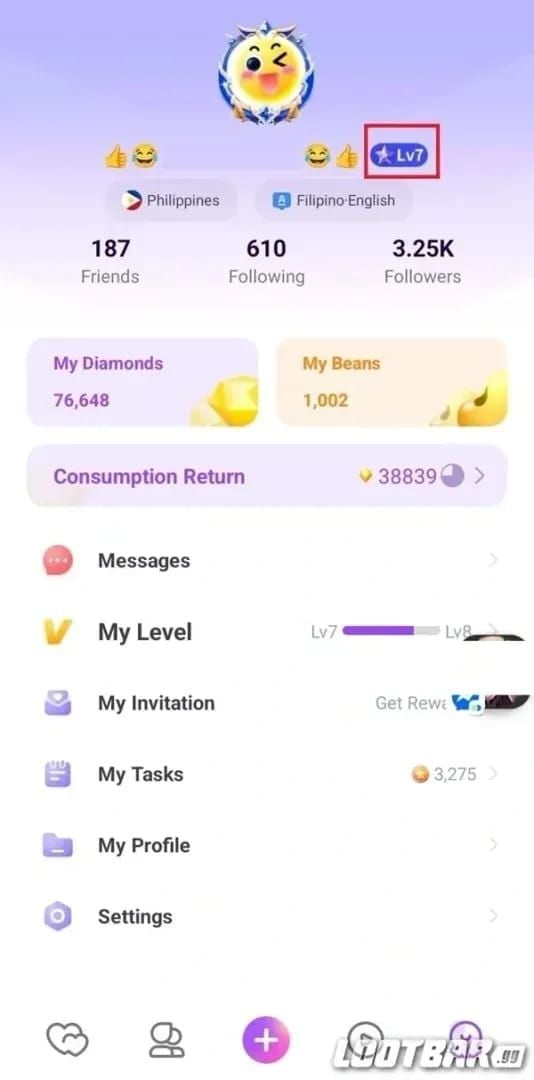 Chamet Diamond Rocket gift item with VIP bonus animation