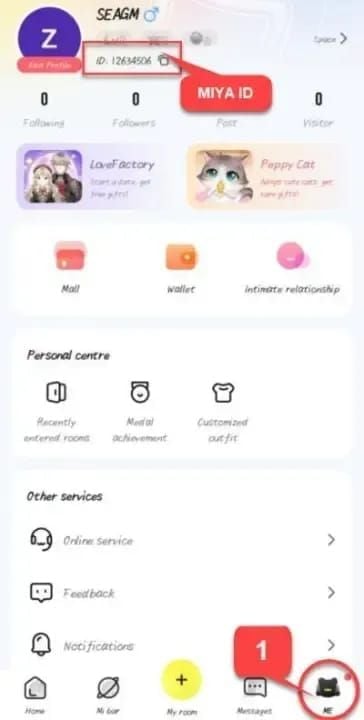 MIYA in-app recharge center interface showing bundle selection