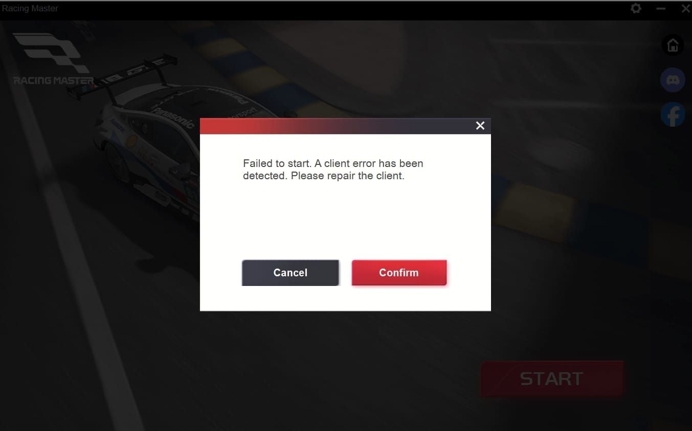 Racing Master SEA login screen showing server maintenance notice