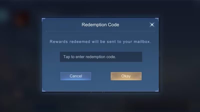 Screenshot of Mobile Legends Bang Bang mailbox displaying redeem code rewards