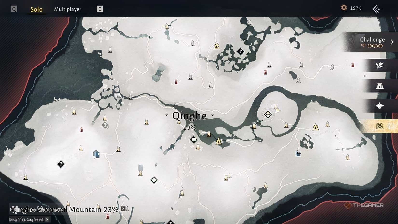 Where Winds Meet Season 1.3 boss locations map showing Drunk Martial Artist, Coffin Master, Puppeteer, Twin Lions, and Ghost Master