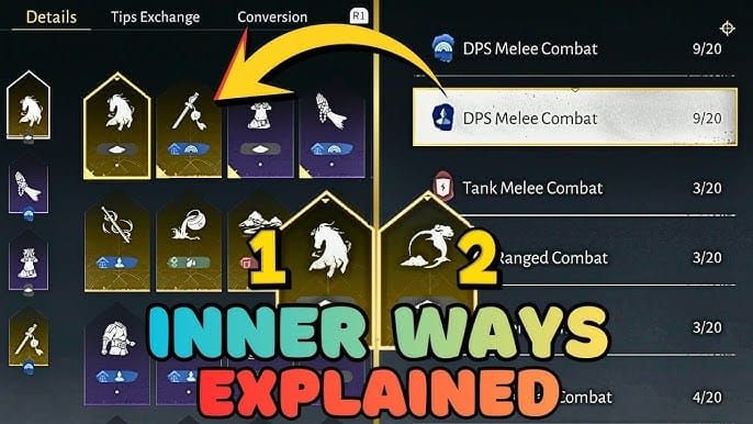 Where Winds Meet Arsenal Path Inner Ways interface menu
