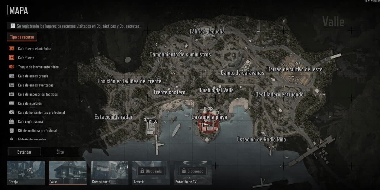 Arena Breakout Villa map highlighting safe loot locations for Covert Ops