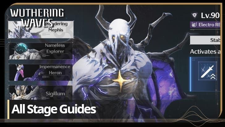 Comparison chart of Wuthering Waves 3.2 Endstate Matrix bosses: Thundering Mephis, Nameless Explorer, Impermanence Heron, Sigillum, Matrix Mimic