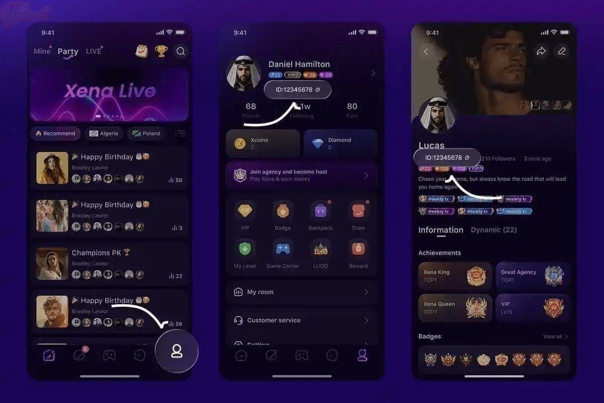 Xena Live VIP level progression and maintenance status UI