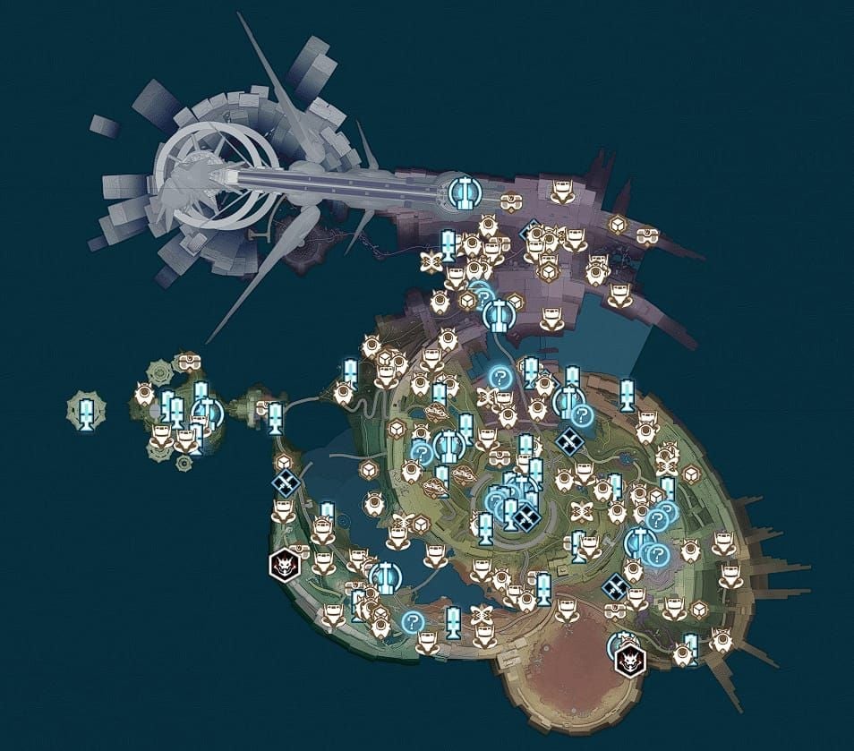 Wuthering Waves Lahai-Roi map displaying Aemeath material locations like Upphaf Life Chamber and fauna zones