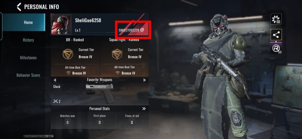 Blood Strike MENA in-game player UID display screenshot
