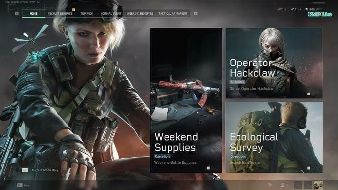 Delta Force in-game Events tab and Redemption Center UI screenshot