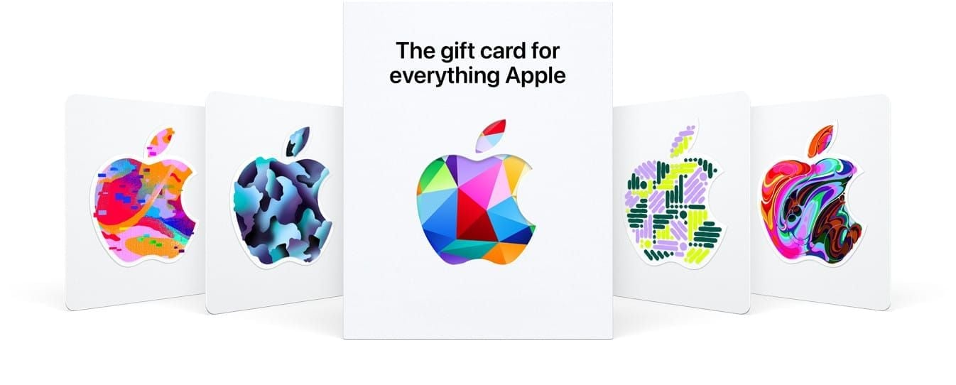 Comparison of official Apple Gift Card (US) denominations including $10, $25, $50, $100, $200, $500