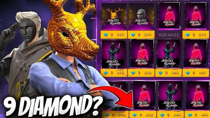 Free Fire Mystery Shop pity system interface showing spins and Dragon Zodiac reward