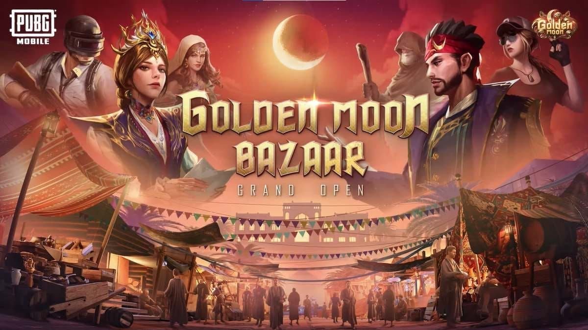 PUBG Mobile Golden Moon Bazaar event interface with rebate tiers and cycle progress