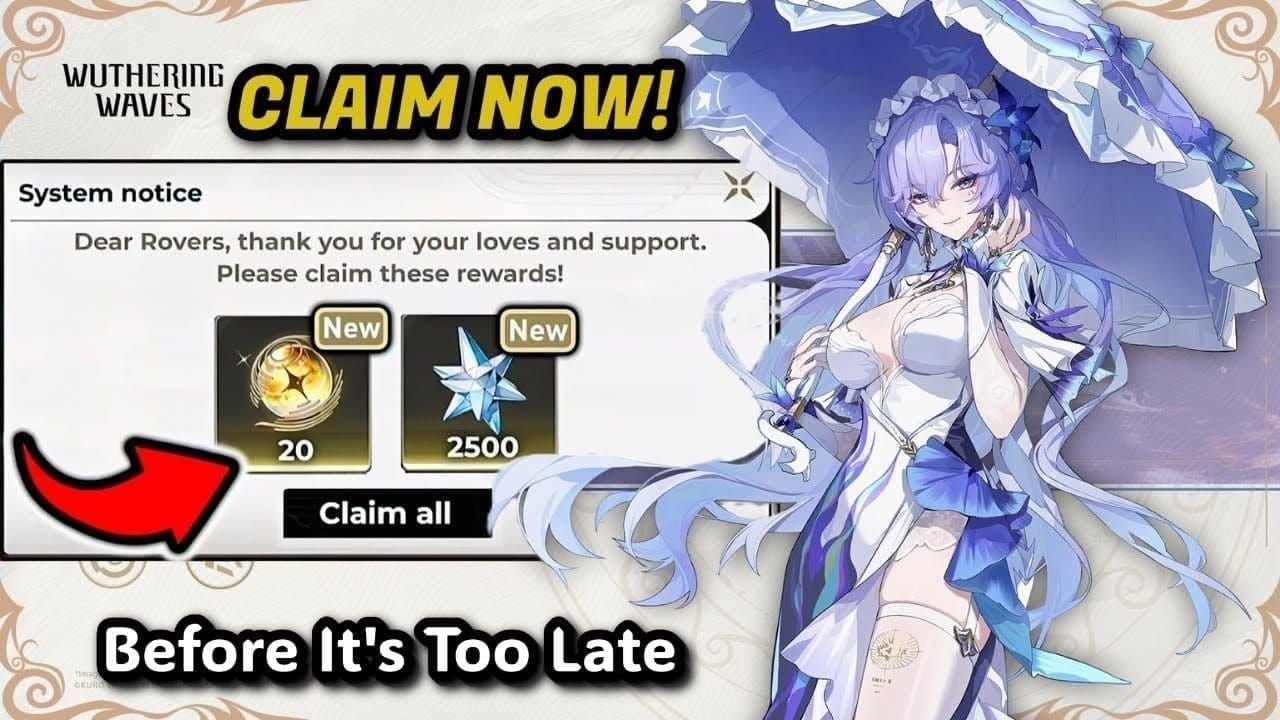 Wuthering Waves rewards items: Astrite, Premium Resonance Potions, and Shell Credits from codes