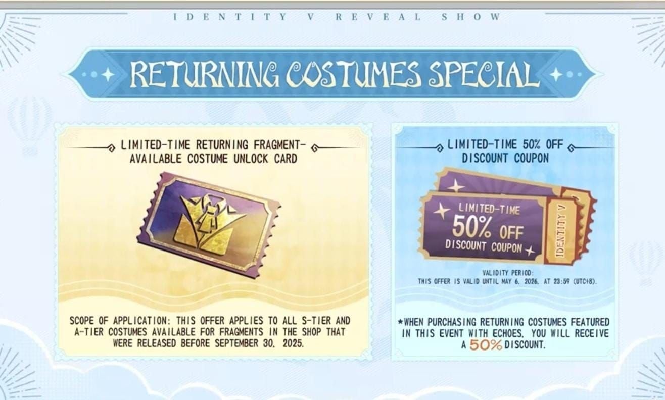 Identity V 8th Anniversary Returning Costume Voucher item