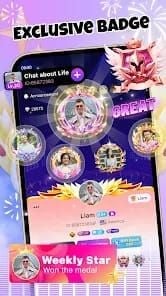 Hiya Live stream chat with visible Premium Weekly Card subscriber badges illustrating social proof effect