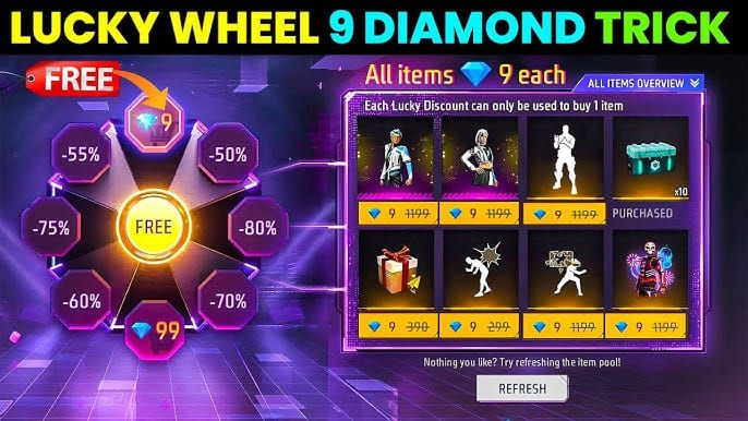 Free Fire Diamonds OB53 Undersea Mystery event reward track interface showing spins and milestones