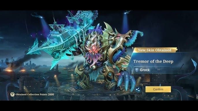 Grock Tremor of the Deep Collector skin artwork from Mobile Legends Bang Bang