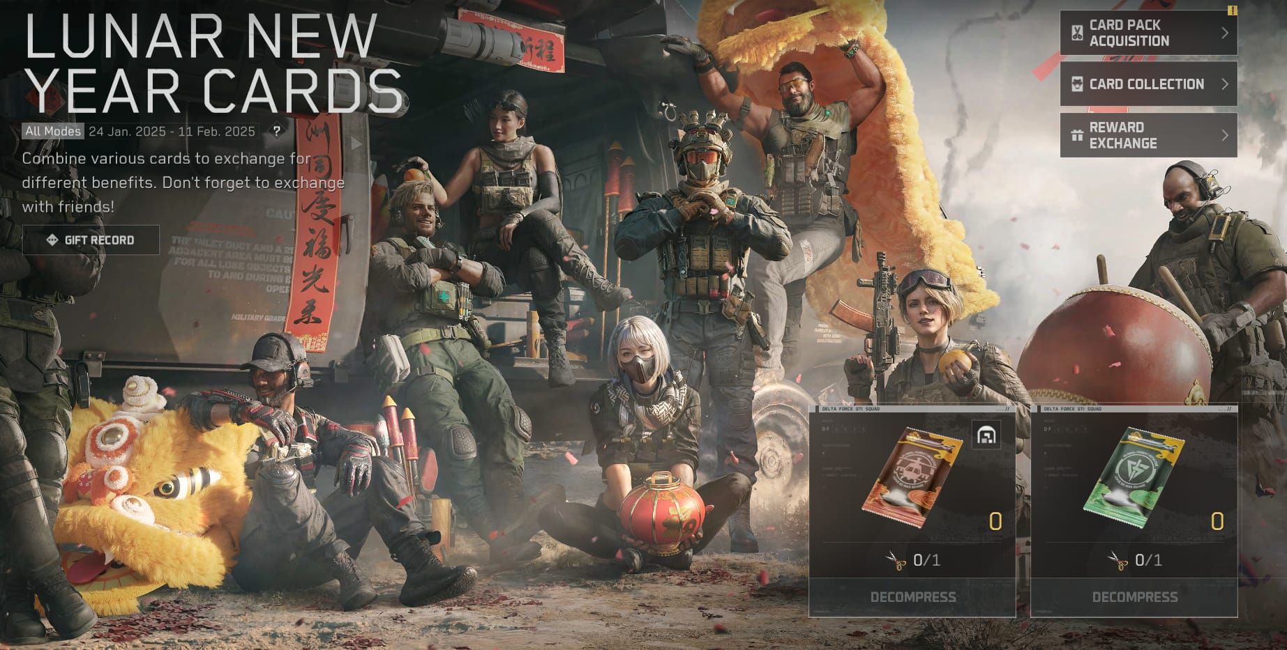 Delta Force Events tab with Tactical Armament Voucher exchange highlighted