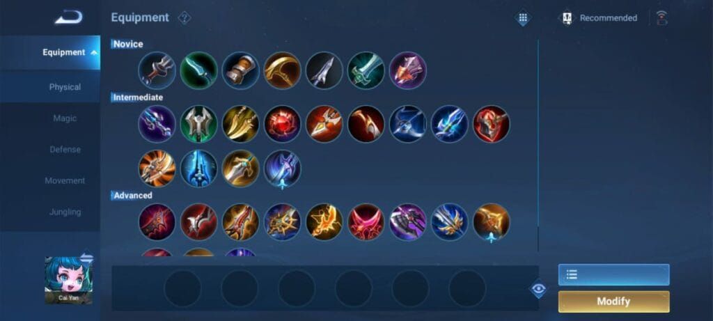 Honor of Kings physical pierce equipment icons