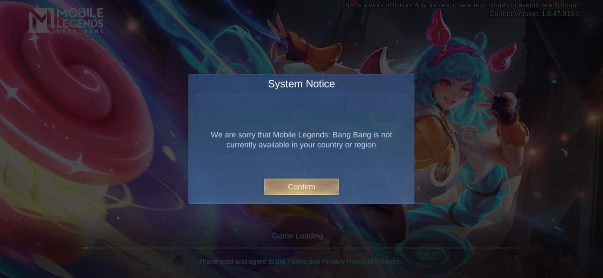 Mobile Legends Bang Bang code redemption error messages in-game screenshot