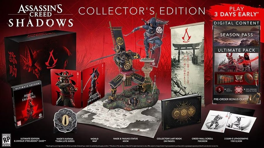 "Assassin's Creed: Shadows" bonus content and character introduction, the physical version requires online installation