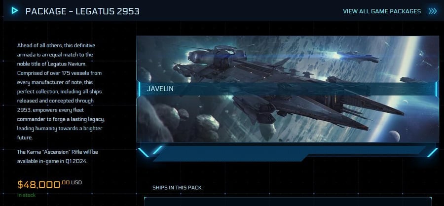 Самое дорогое DLC в истории! Star Citizen запускает пакет стоимостью 48 000 долларов