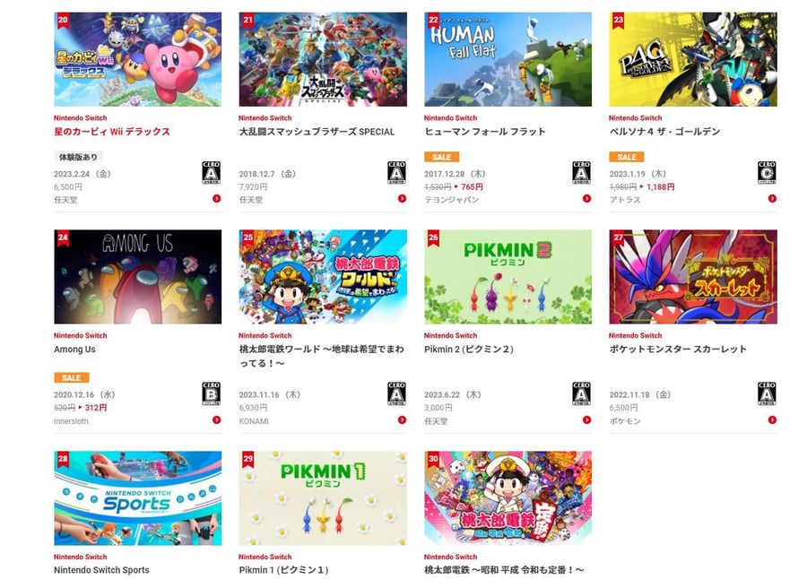 "Big Watermelon" beats "Zelda", Nintendo JP Store's 2023 game download rankings announced