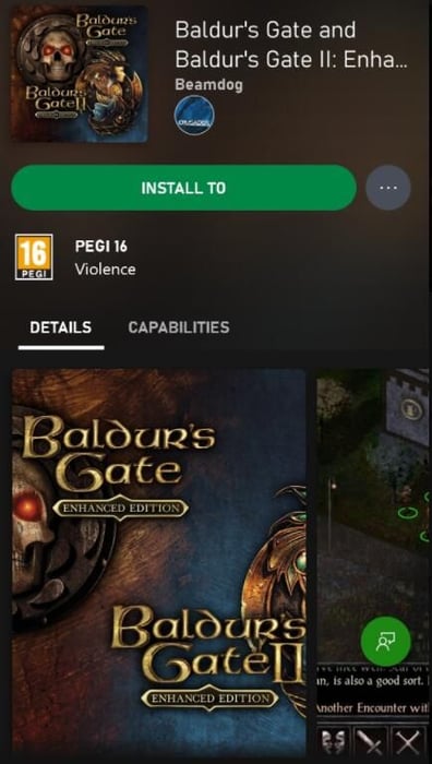 The Xbox app re-releases XGP information for "Baldur's Gate 1&2: Enhanced Edition"